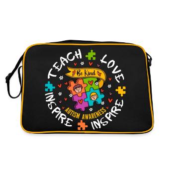 Autism Awareness Teacher Teach Hope Love Inspire - Retro Bag - black/gold - Back