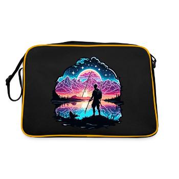 Angler Siluette / Fishing / Fish / Lake / Sport - Retro Bag - black/gold - Back