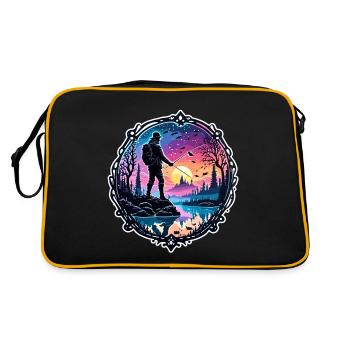 Angler Siluette / Fishing / Fish / Lake / Sport - Retro Bag - black/gold - Back