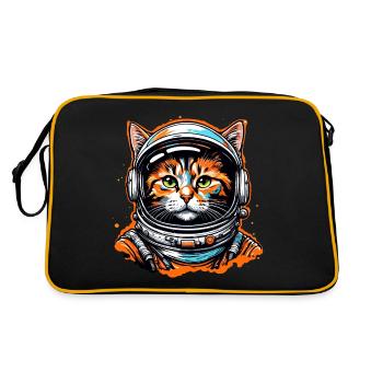 Astronaute / Espace / Animal / Chat / Vaisseau spatial - Sac Retro - noir/or - Dos