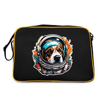 Astronaute / Espace / Animal / Chien / Vaisseau spatial - Sac Retro - noir/or - Dos