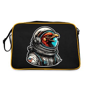 Astronaute / Espace / Animal / Coq / Vaisseau spatial - Sac Retro - noir/or - Dos