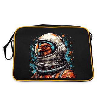 Astronaute / Espace / Animal / Coq / Vaisseau spatial - Sac Retro - noir/or - Dos