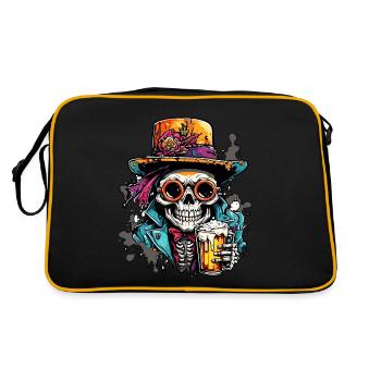 Skull / Skull / Skeleton / Gothic / Beer - Retro Bag - black/gold - Back