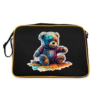 Astronaute / Espace / Animal / Ours / Vaisseau spatial - Sac Retro - noir/or - Dos