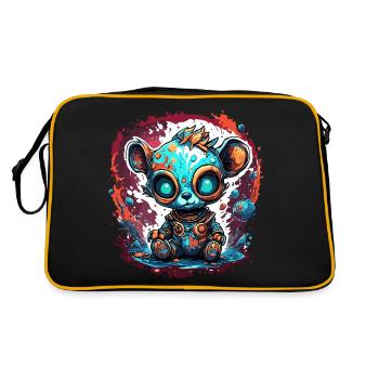 Astronaute / Espace / Animal / Ours / Vaisseau spatial - Sac Retro - noir/or - Dos