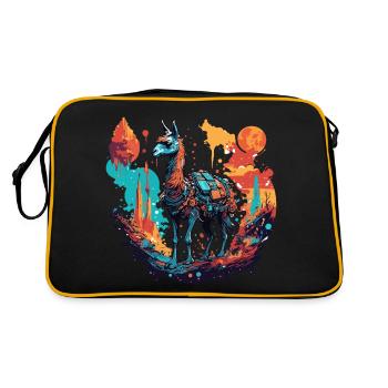 Astronaute / Espace / Animal / Lama / Vaisseau spatial - Sac Retro - noir/or - Dos