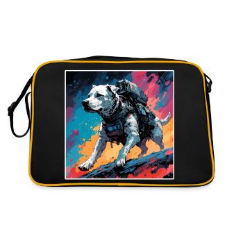 Astronaut / Space / Spaceship / Dog - Retro Bag - black/gold - Back