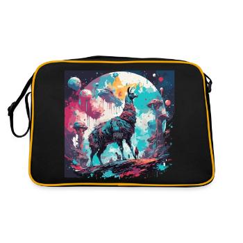Astronaute / Espace / Espace / Vaisseau spatial / Lama - Sac Retro - noir/or - Dos