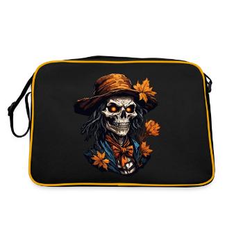 Vogelscheuche / Erntehelfer / Maisfeld / Feld - Retro Tasche - Schwarz/Gold - Hinten