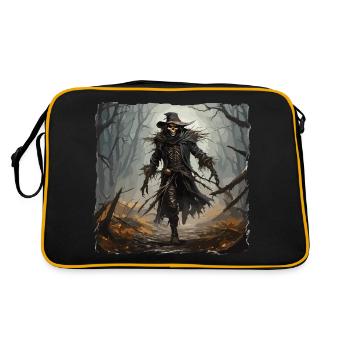 Vogelscheuche / Erntehelfer / Maisfeld / Feld - Retro Tasche - Schwarz/Gold - Hinten