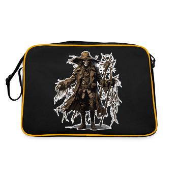 Vogelscheuche / Erntehelfer / Maisfeld / Feld - Retro Tasche - Schwarz/Gold - Hinten