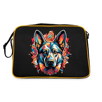 Chien / Animal / Animal de compagnie / Poilu / Berger allemand - Sac Retro - noir/or - Dos