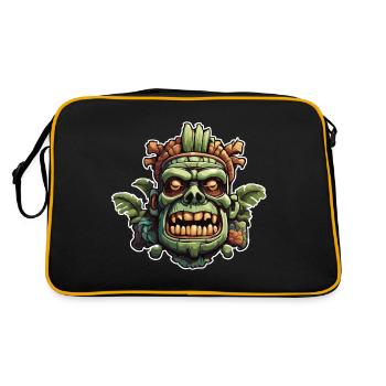 Tiki / Hawaii / Tropisch /Insel / Kultur / Logo - Retro Tasche - Schwarz/Gold - Hinten
