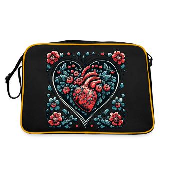 Heart / Mother's Day / Love / Holidays / Love - Retro Bag - black/gold - Back