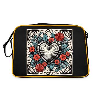 Heart / Mother's Day / Love / Holidays / Love - Retro Bag - black/gold - Back