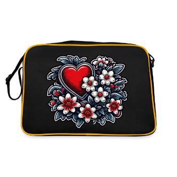 Heart / Mother's Day / Love / Holidays / Love - Retro Bag - black/gold - Back