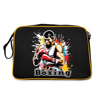 Boxer / Sports / Fight / Arena / Boxing Ring / Fists - Retro Bag - black/gold - Back
