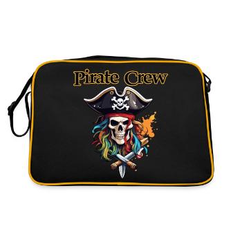 Pirat / Ahoi / Anker / Kapitän / Totenkopf / Rum - Retro Tasche - Schwarz/Gold - Hinten