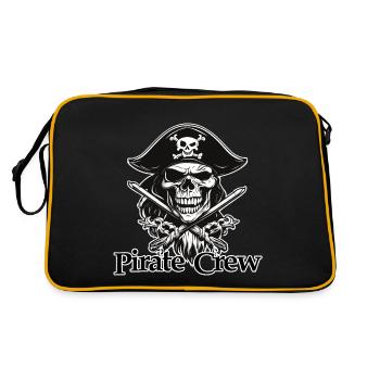 Pirat / Ahoi / Anker / Kapitän / Totenkopf / Rum - Retro Tasche - Schwarz/Gold - Hinten