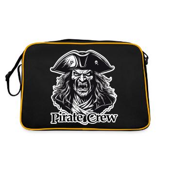 Pirat / Ahoi / Anker / Kapitän / Totenkopf / Rum - Retro Tasche - Schwarz/Gold - Hinten