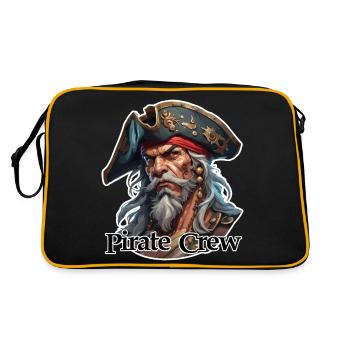 Pirat / Ahoi / Anker / Kapitän / Totenkopf / Rum - Retro Tasche - Schwarz/Gold - Hinten
