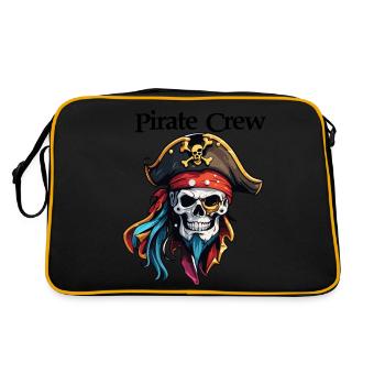 Pirat / Ahoi / Anker / Kapitän / Totenkopf / Rum - Retro Tasche - Schwarz/Gold - Hinten