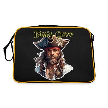 Pirat / Ahoi / Anker / Kapitän / Totenkopf / Rum - Retro Tasche - Schwarz/Gold - Hinten