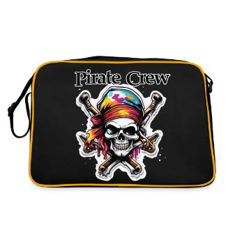 Pirat / Ahoi / Anker / Kapitän / Totenkopf / Rum - Retro Tasche - Schwarz/Gold - Hinten