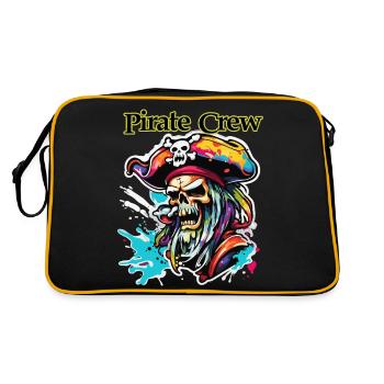 Pirat / Ahoi / Anker / Kapitän / Totenkopf / Rum - Retro Tasche - Schwarz/Gold - Hinten