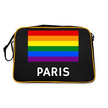 Pride Flag Paris Gay Rainbow LGBTQ Queer Lesbian - Retro Bag - black/gold - Back