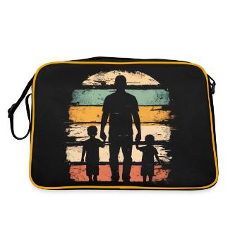Father's Day father with two sons retro vintage - Retro Bag - black/gold - Back