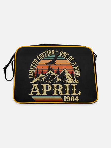 Bestes Geburtstagsgeschenk April 1984 - Retro Tasche - Schwarz/Gold - Hinten