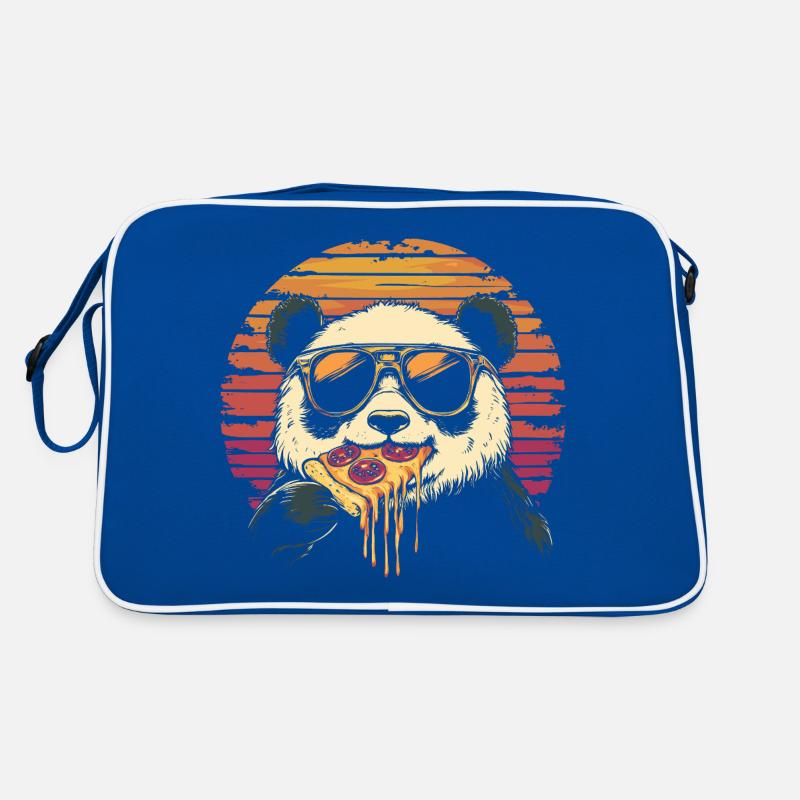Panda avec des lunettes de soleil mangeant de la pizza Sac Retro