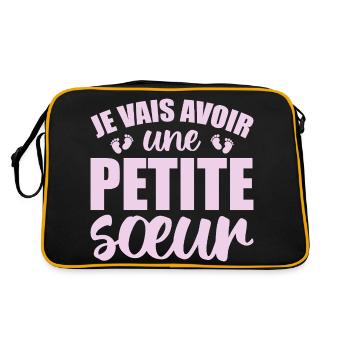 Ich werde eine kleine Schwester haben - Retro Tasche - Schwarz/Gold - Hinten