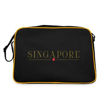 Ich liebe Singapur, Eleganz Stil Design T-Shirt - Retro Tasche - Schwarz/Gold - Hinten