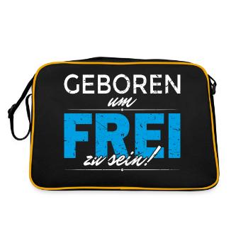 Geboren um frei zu sein - Retro Tasche - Schwarz/Gold - Hinten