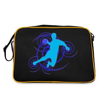 Handball-Design (Wirbel) 07 - Retro Tasche - Schwarz/Gold - Hinten