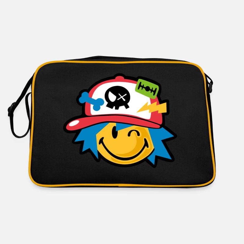 Smiley kawaii boy - Retro Tasche - Schwarz/Gold