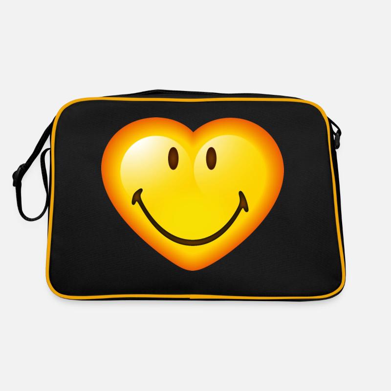 Smiley Glossy Heart - Retro Tasche - Schwarz/Gold