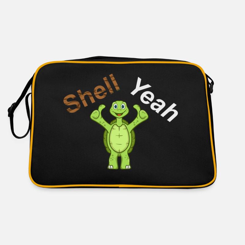 Shell Yeah Schildkröte Turtle - Retro Tasche - Schwarz/Gold
