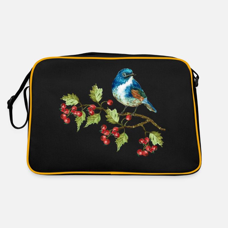 Oiseau coloré - Sac Retro - noir/or