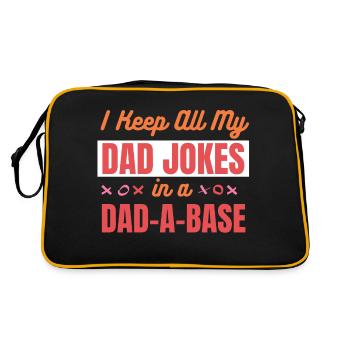 Ich behalte alle Witze meines Vaters in einer Dad-A-Base - Retro Tasche - Schwarz/Gold - Hinten