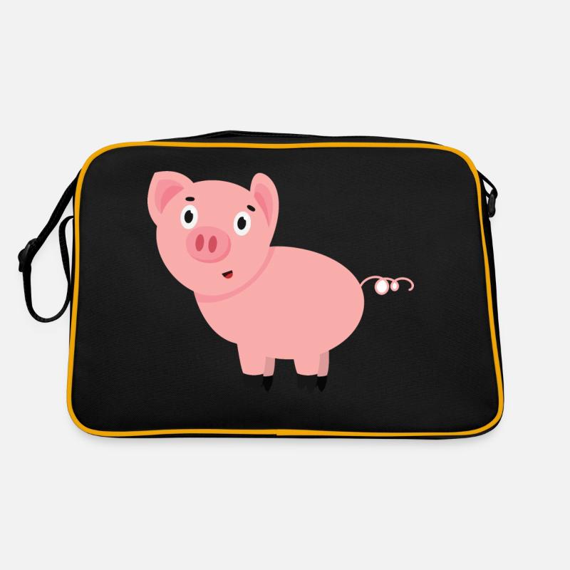 Schwein - Retro Tasche - Schwarz/Gold