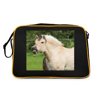 Horse. Pferd. - Retro Tasche - Schwarz/Gold - Hinten