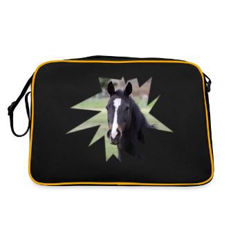 Horse. Pferd. - Retro Tasche - Schwarz/Gold - Hinten