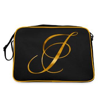 Goldener Buchstabe I im Vintage Design - Retro Tasche - Schwarz/Gold - Hinten