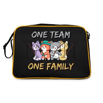 team family cat fishing dog sport funny party - Retro Bag - black/gold - Back