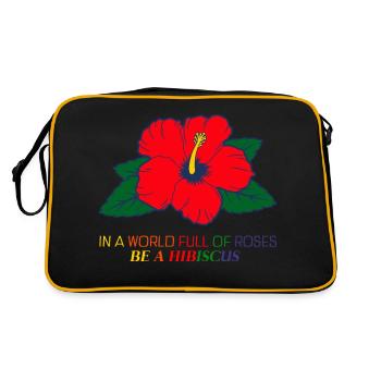 Hibiscus - Retro Tasche - Schwarz/Gold - Hinten