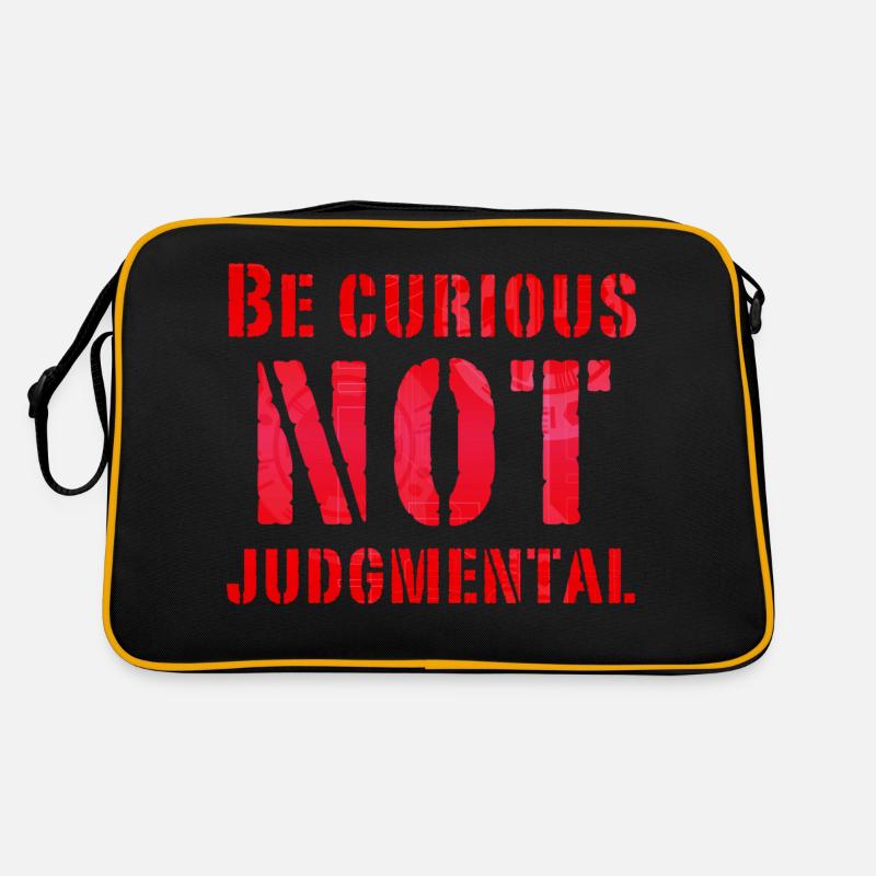 Be curious not judgmental essential text in red Retro Bag